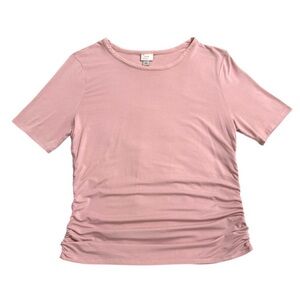 Blush Pink Tee with Side Ruching Short Sleeve a new day Large